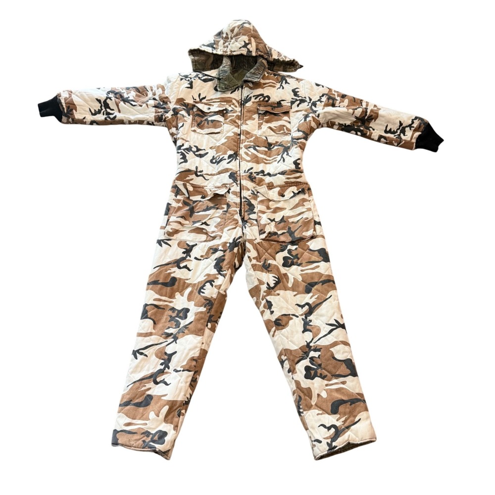 Vintage Cabelas Reversible Hunting Coveralls Treebark Desert Camo Mens Large USA